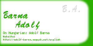 barna adolf business card